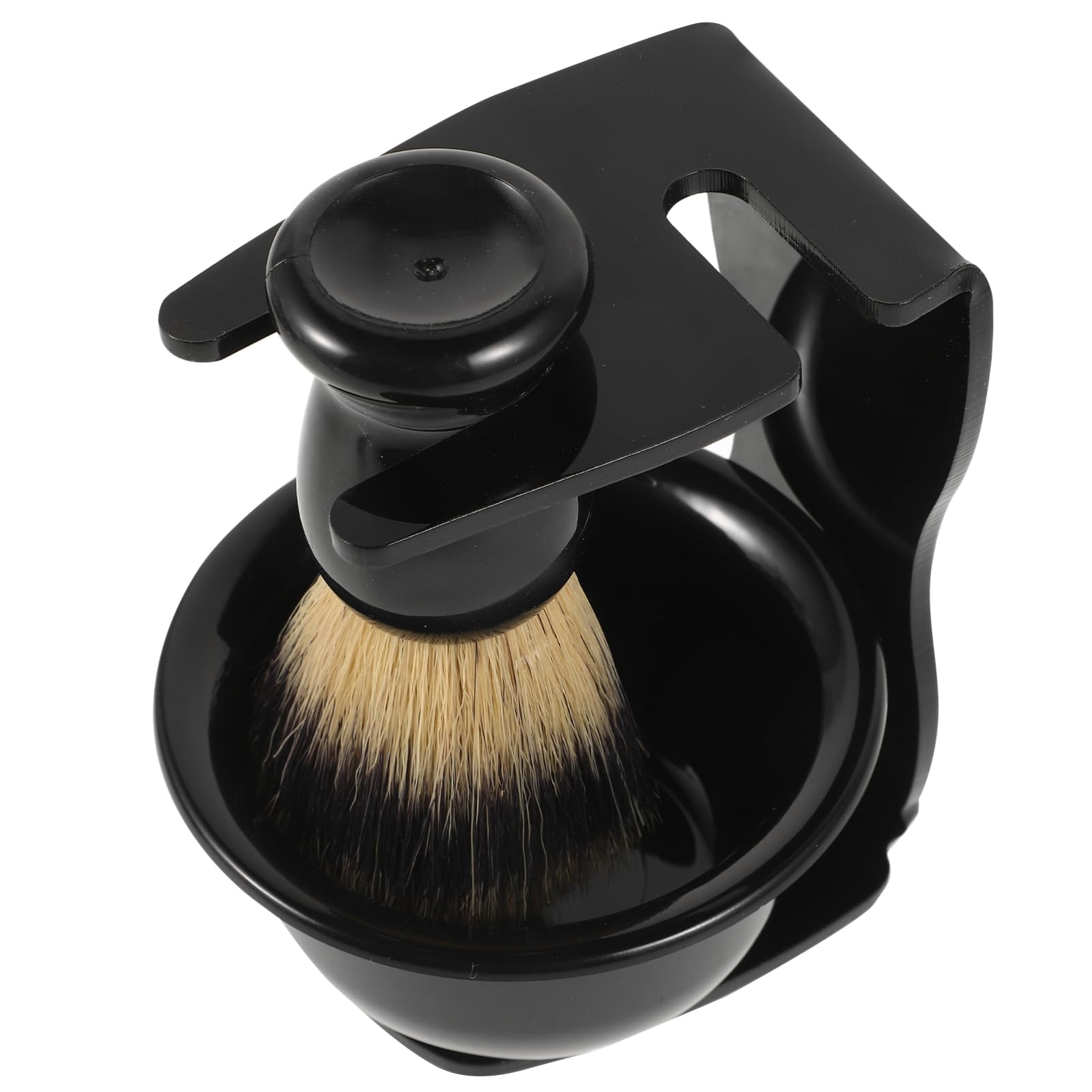 PACKOVE 1 Set Set Men Shaving Kit Set Includes Durable Lathering Bowl Beard Brush Holder and Nylon Brush for Barbershop Style Shaving Easy Maintenance for All Skin