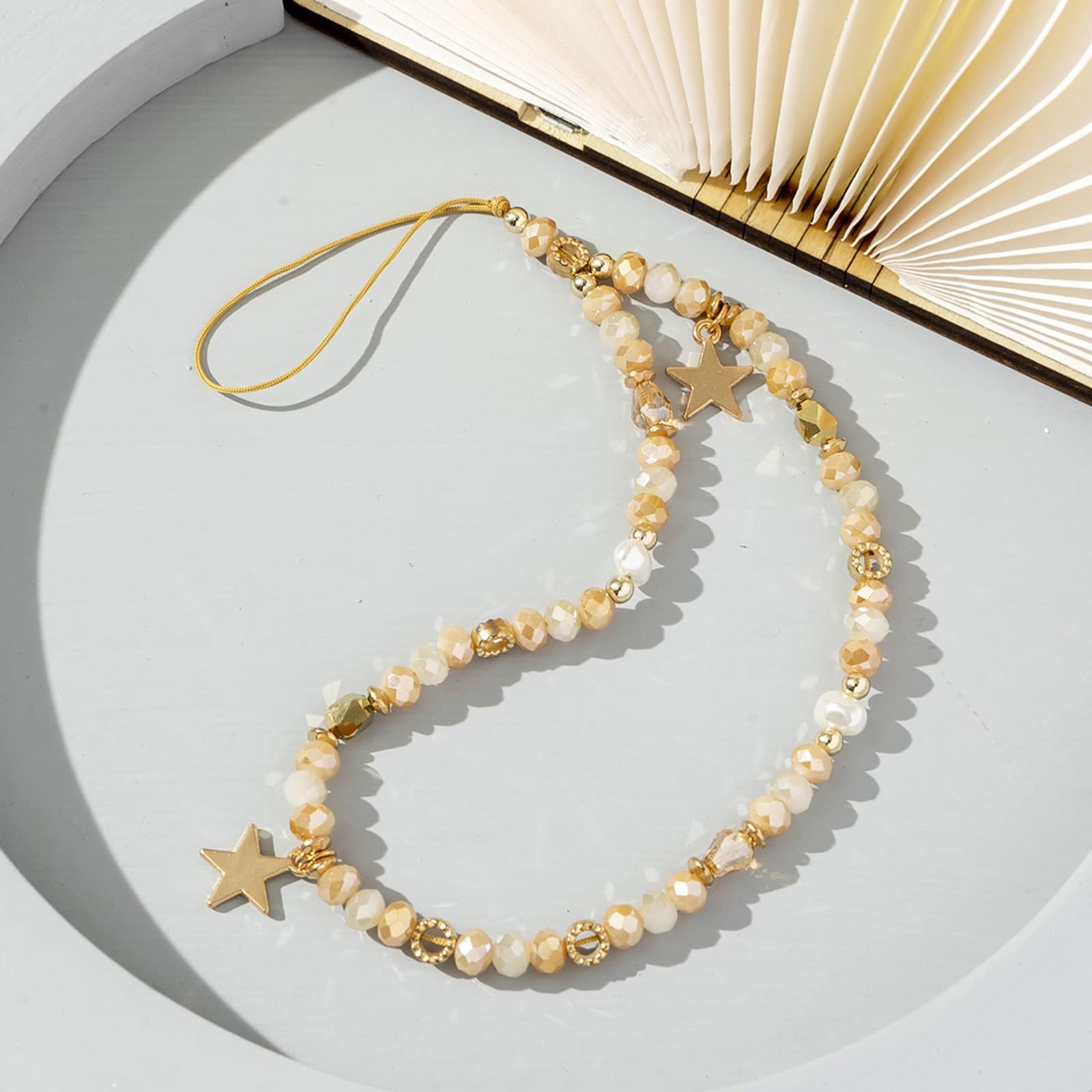 WaTudouYe Chaîne de perles pour téléphone - Bijoux pour téléphone - Anti-perte - Cordon pour téléphone - Corde en étoile - Pendentif pour téléphone - Lanyard pour téléphone pour femmes et filles