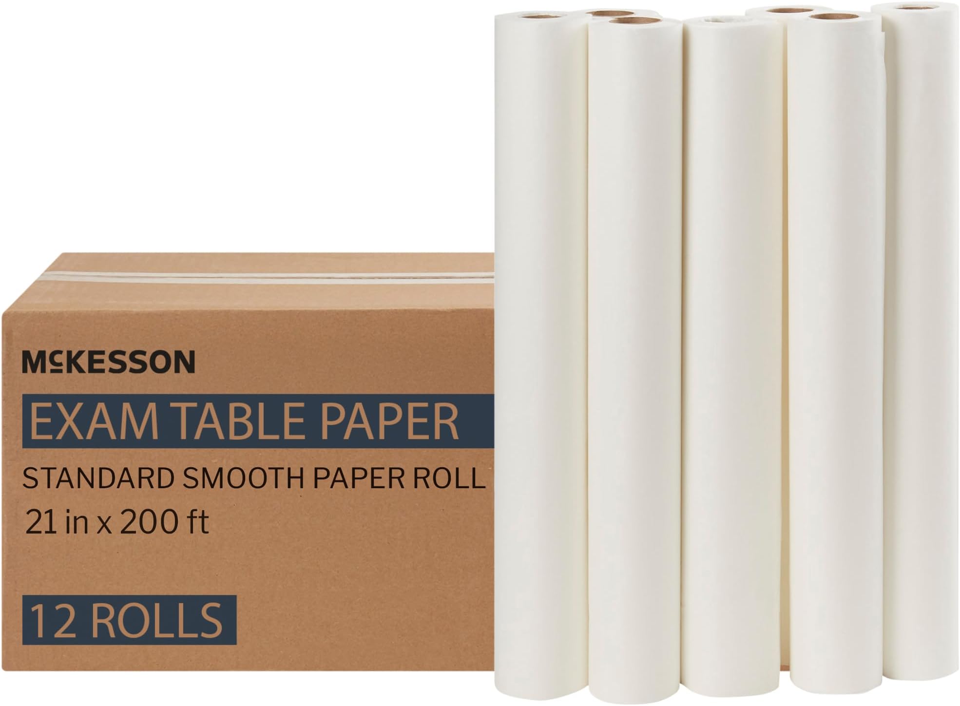 Medical Exam Table Paper Rolls [12 Rolls] – 21 in x 200 ft White Standard Smooth Disposable Bed Cover for Doctor, Spa, Diaper Changing, Waxing, Nursing, Chiropractor, Patternmaking, Tracing