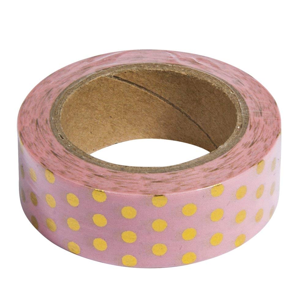 Rayher 60893000 Washi Tape Set, 3 rolki po 10 m, 15 mm szerokości, 3 wzory w kolorze różowym/złotym/białym ze wzorem, folia papierowa, taśma klejąca, taśma dekoracyjna
