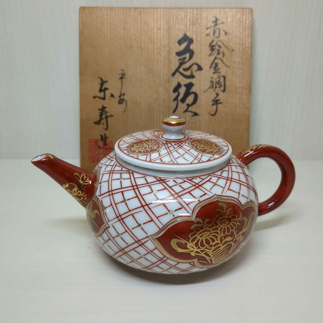 Amazon | 京焼 清水焼 平安 京寿造 赤絵金襴手 急須 茶器 | ノー 