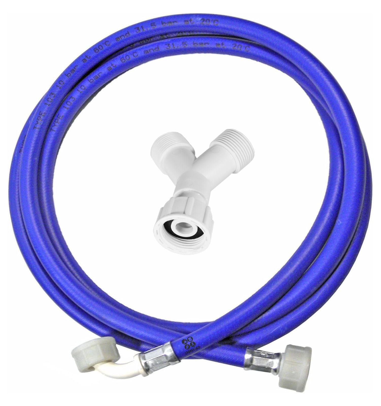 SPARES2GO 2.5m Hose and Y Piece Connector Inlet Splitter for Appliance Dishwasher Washing Machine (3/4 Inch BSP)