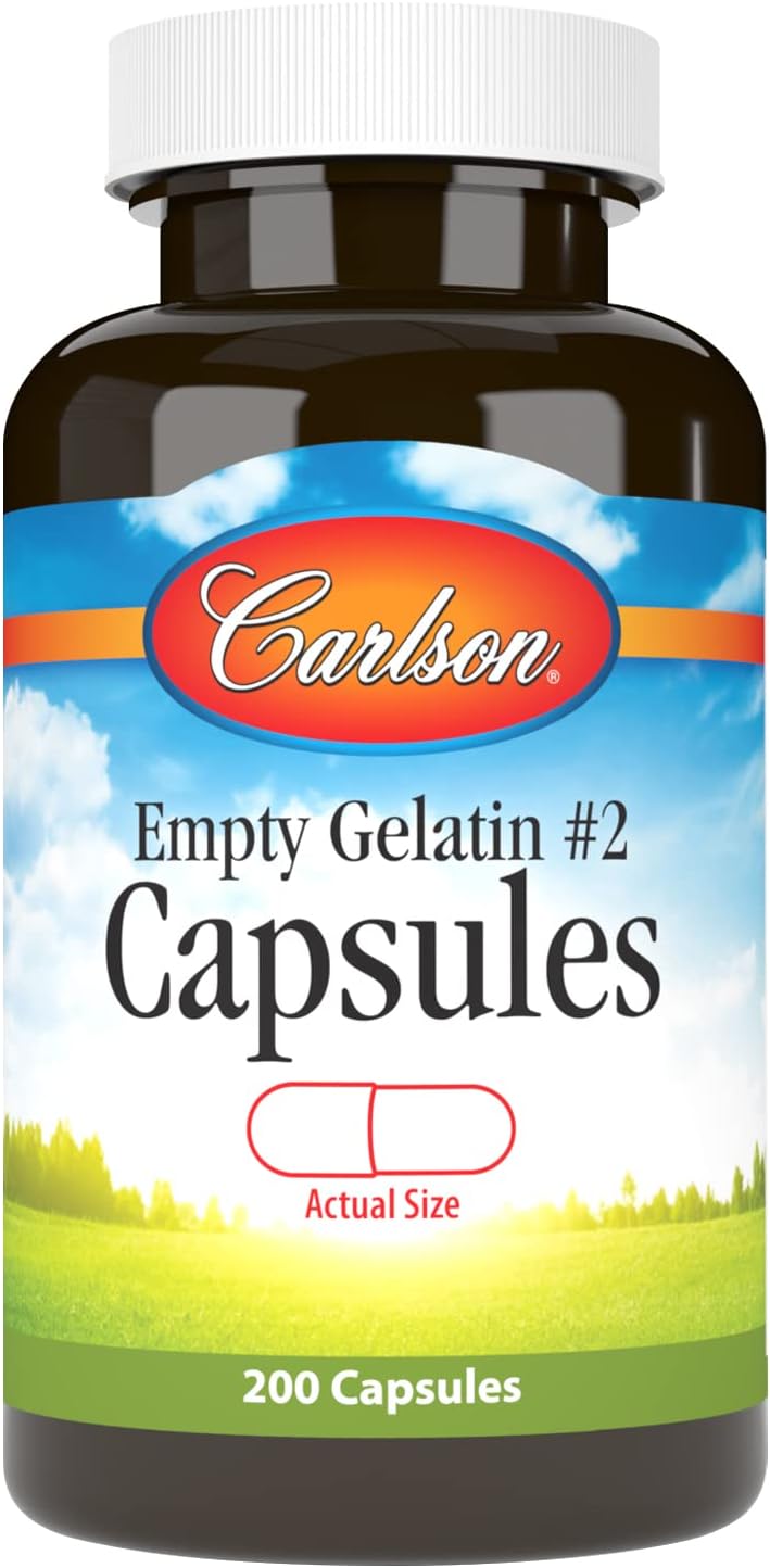 Carlson Empty Gelatin 2 Capsules, Size 2, Empty Gelatin