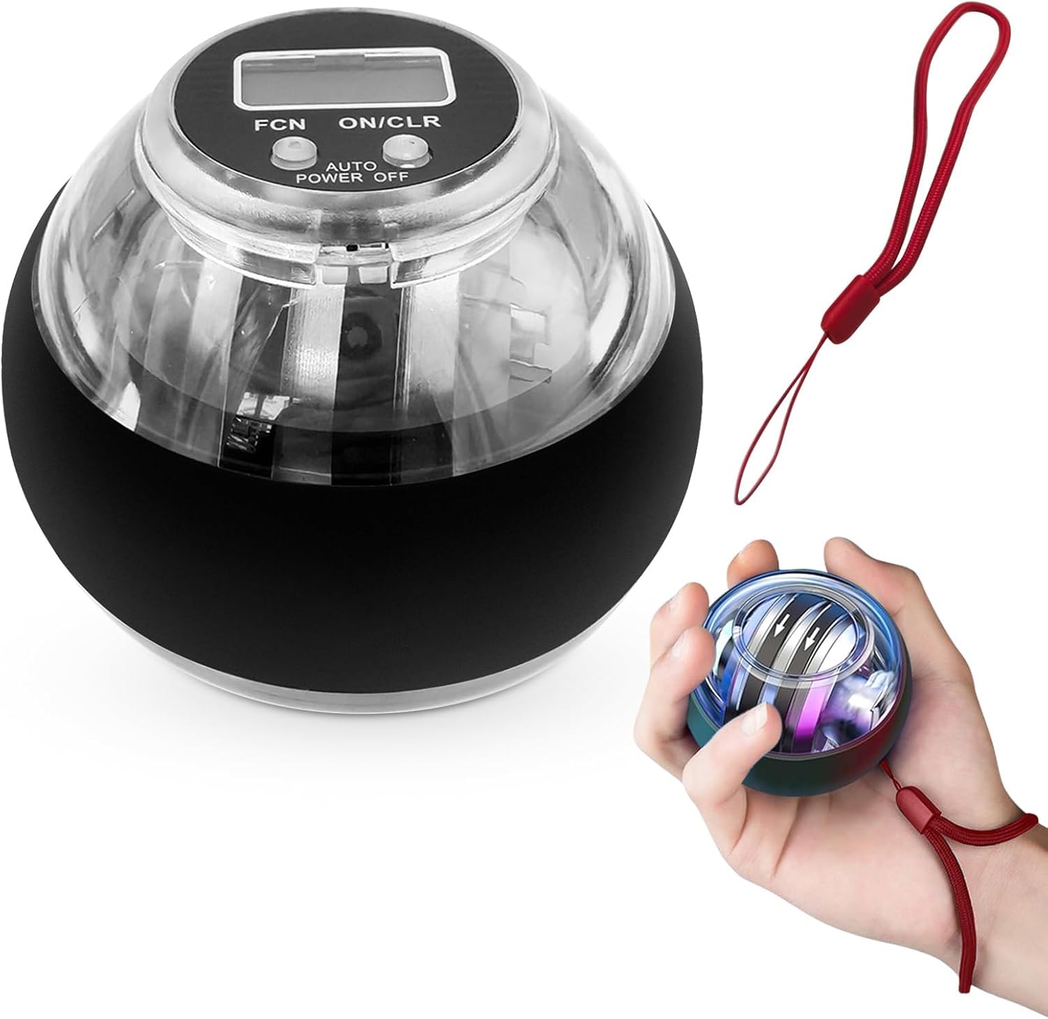 Torque Ball Hand Exerciser, Gyro Ball, Auto-Start Gyroscopic Wrist Trainer for Arms, Hand Strengthening Devices, Wrist Strengthener, Finger Exerciser, Auto-Start Colorful Lightin