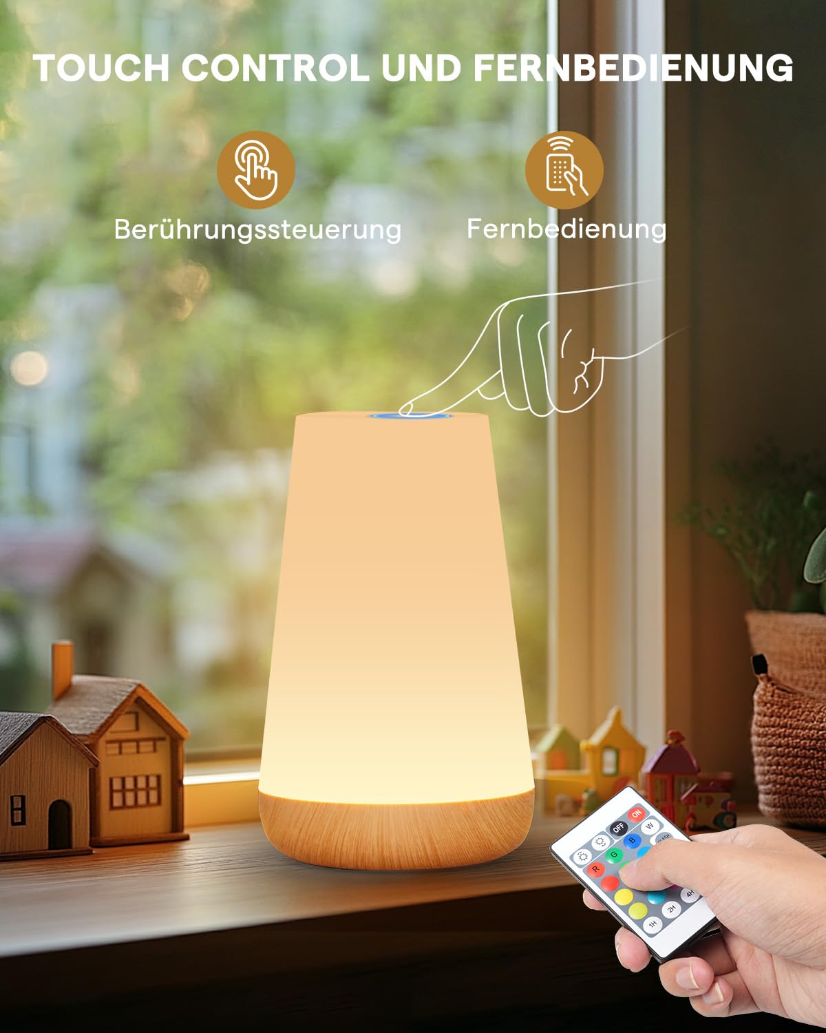 WARMLIO Bedside Lamp Touch Dimmable with Remote Control, LED Table Lamp Wireless with 13 Colours and 4 Modes - Image 3
