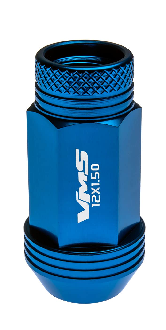 VMS RACING 12x1.5 20PC Piece Blue Anodized 44mm Long Open End Lightweight Aluminum Racing Lug Nuts Compatible with Chevy Chevrolet Corvette with 5 Lug Wheel Pattern (Pack of 20)