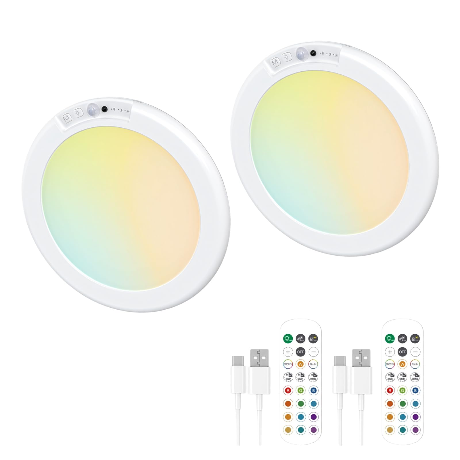 Nucelit Rechargeable Motion Sensors Ceiling Light with Remote Control Ceiling Lamp for Bedroom Living Room Battery Operated LED Lamp Timer Function Portable Fixture Human Body Detection