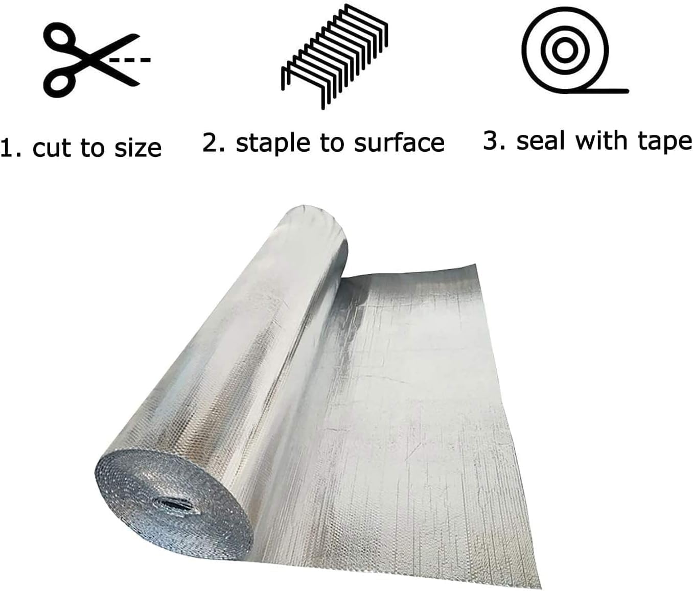 Aislamiento Térmico Double Bubble Reflective Foil Insulation Thermal Barrier Self-Adhesive Aluminium Foil Membrane for Walls Floors Roofs Insulating Wrap Foil Insulation Heat Reflective Bubble ( Size