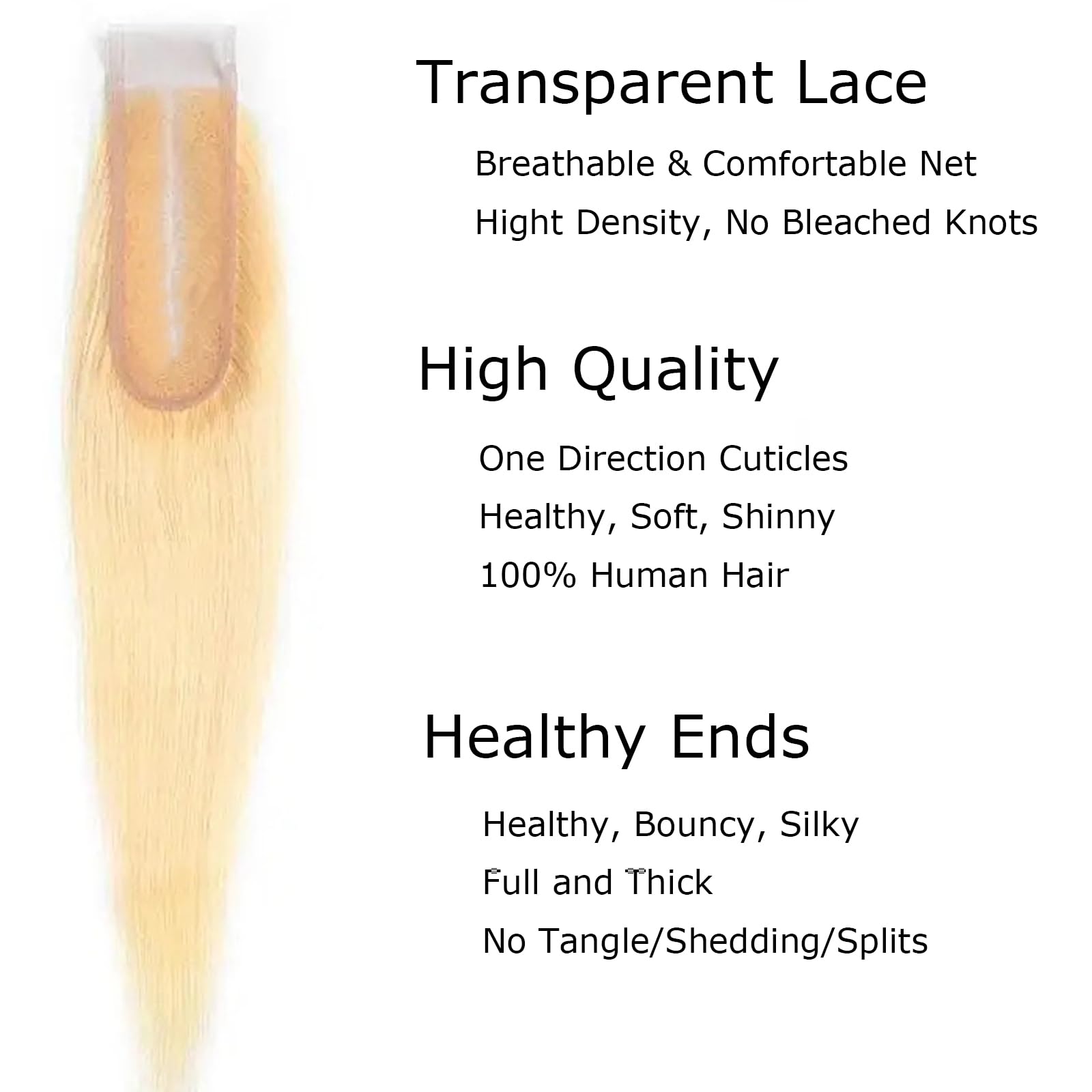 613 Blonde 2x6 Transparent Lace Closure 12A Grade Brazilian Straight Human Virgin Hair Swiss Lace Closure Pre Plucked With Baby Hair 10 inch - Image 4