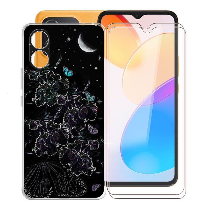 Cover Per Honor X5 Plus Nera + 3 Pellicole Vetro Temperato, Custodia TPU Morbida Antiurto