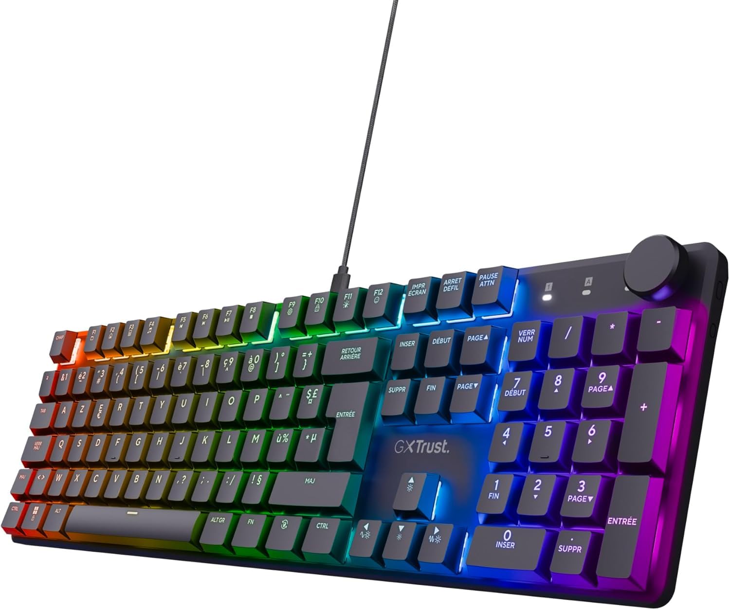 Trust Gaming GXT 866 Torix Mechanical French AZERTY Keyboard, Huano Linear Switches, RGB Lighting, Anti-Ghosting N-Key Rollover USB Programmable Gamer Keyboard for PC Laptop – Black
