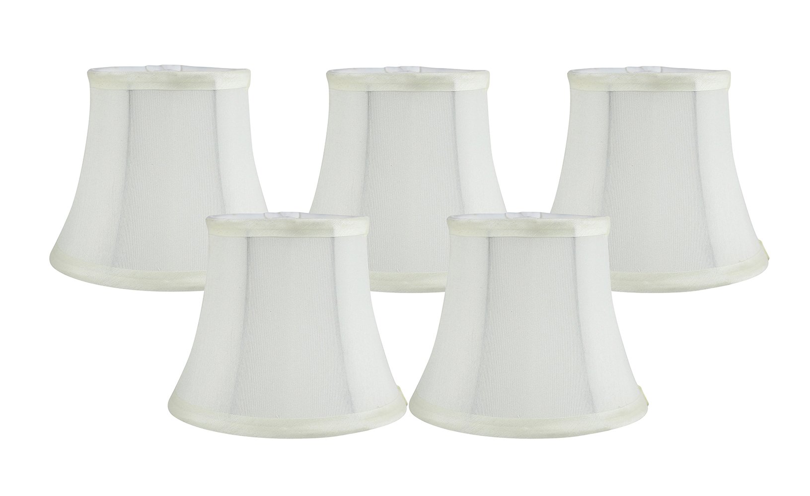 Meriville Set of 5 Faux Silk Chandelier Lamp Shades – Softback Bell Shape, Clip-On Fitter for Candelabra Bulbs, 4
