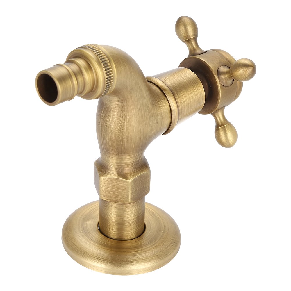 Zerodis G1/2 Miscelatore Ottone Massiccio Rubinetto Vintage Montaggio Parete Rubinetto dell'Acqua Classico Faucet Water Tap con Tenuta e Borsa Stoccaggio Lavandino Lavatrice Lavabo Bagno (Breve)