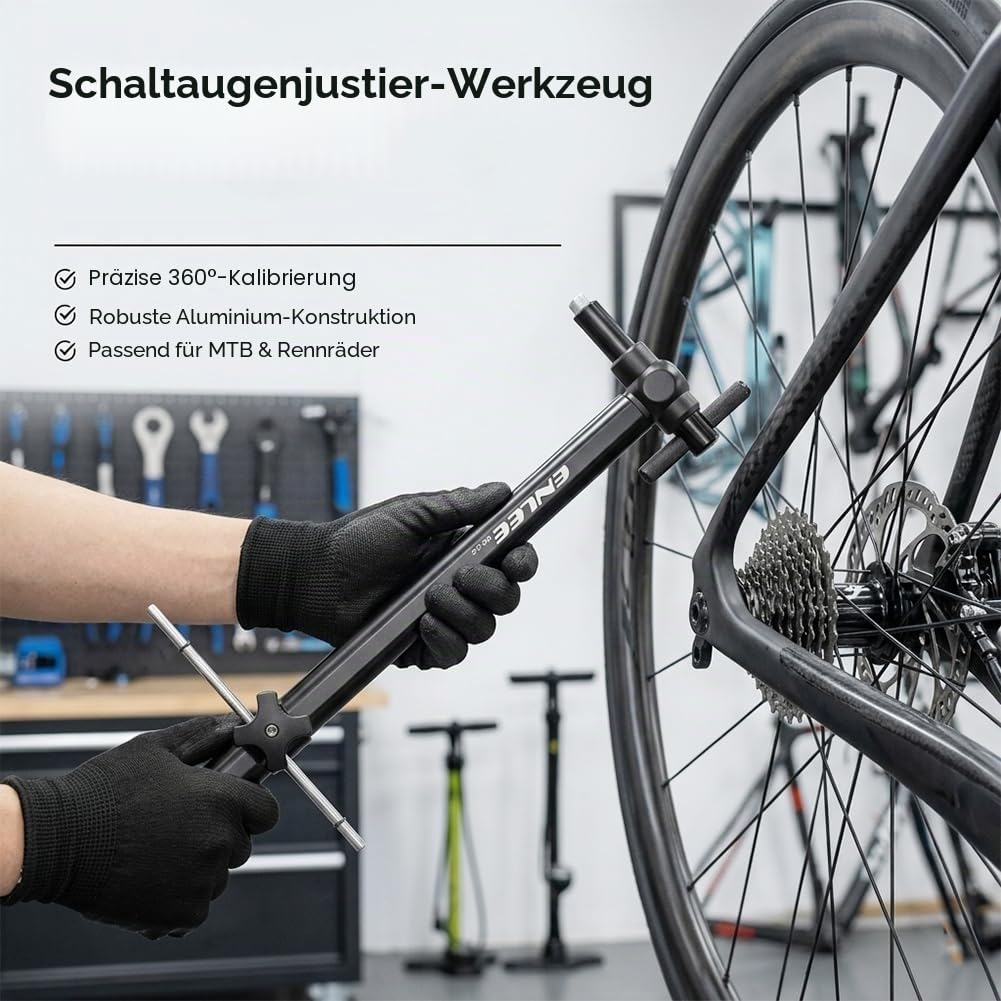 Fahrrad Schaltauge Richtwerkzeug aus Aluminiumlegierung, Präzise Schaltaugen Ausrichtungslehre zur Justierung des Schaltwerks, Fahrrad Reparaturwerkzeug geeignet für 20–29 Zoll Laufräder