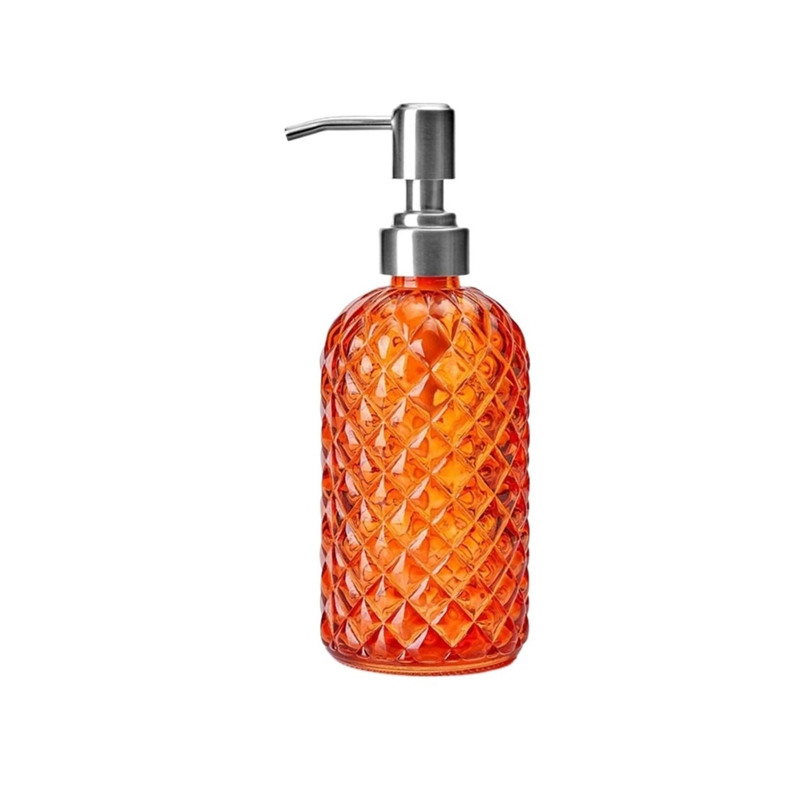 soap dispenser Glass Soap Dispenser With Stainless Steel Pump Bathroom Lotion Dispensing Bottle(Orange)