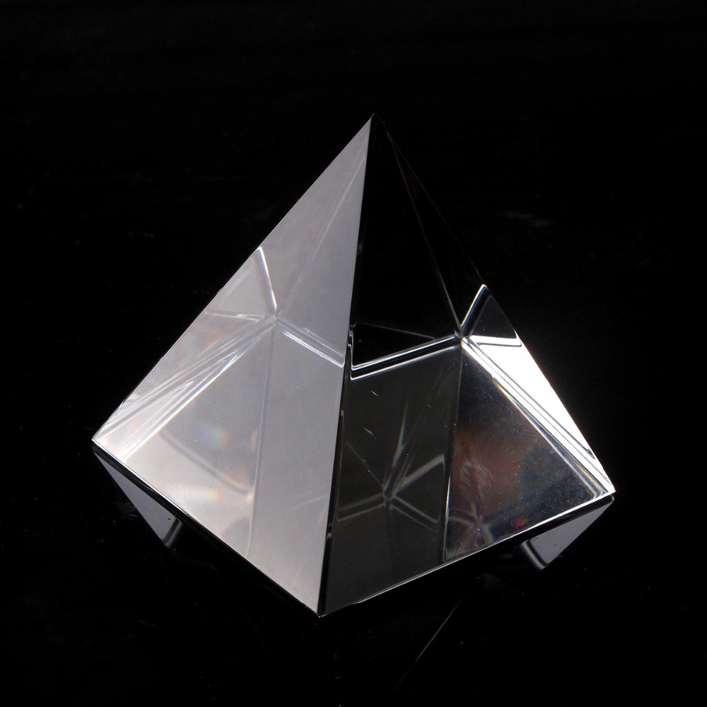 Energia Guarigione Trasparente Cristallo Vetro Oro Piramide - Foto 2