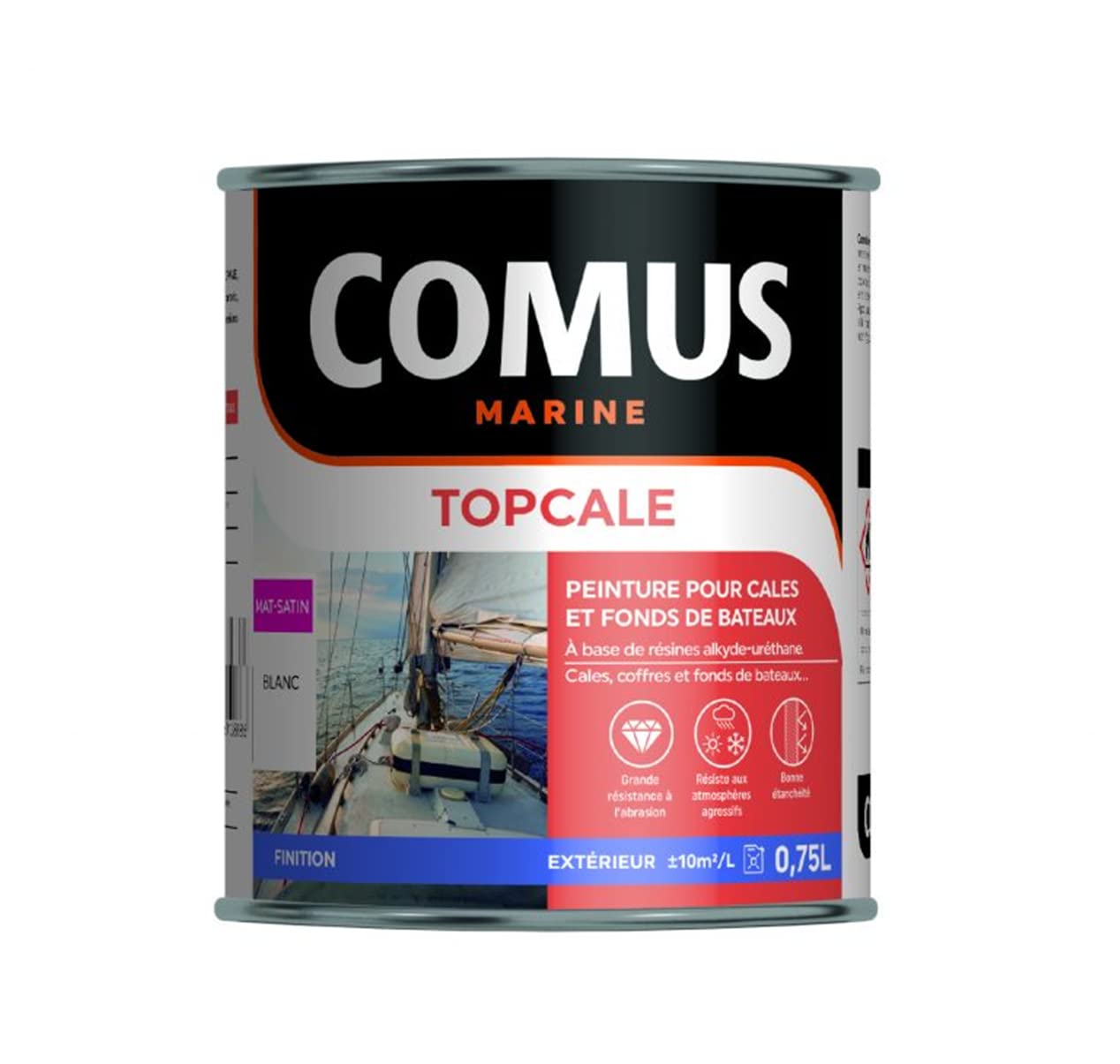 TOPCALE COMUS Peinture pour cale, pont et fond/Monocomposant Blanc 0.75Litre