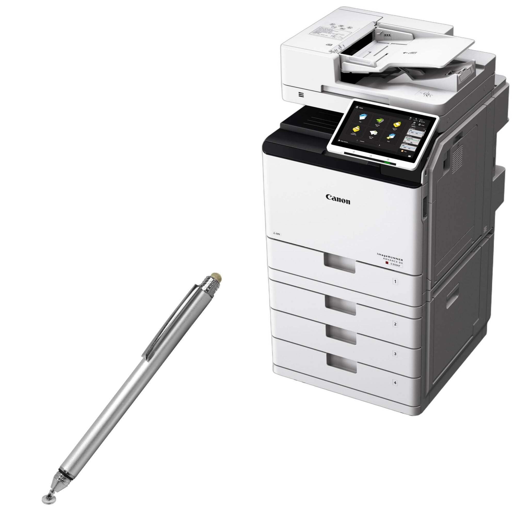 BoxWave Stylus Pen Compatible with Canon imageRUNNER Advance DX C359iF - DualTip Capacitive Stylus, Fiber Tip Disc Tip Capacitive Stylus Pen - Metallic Silver