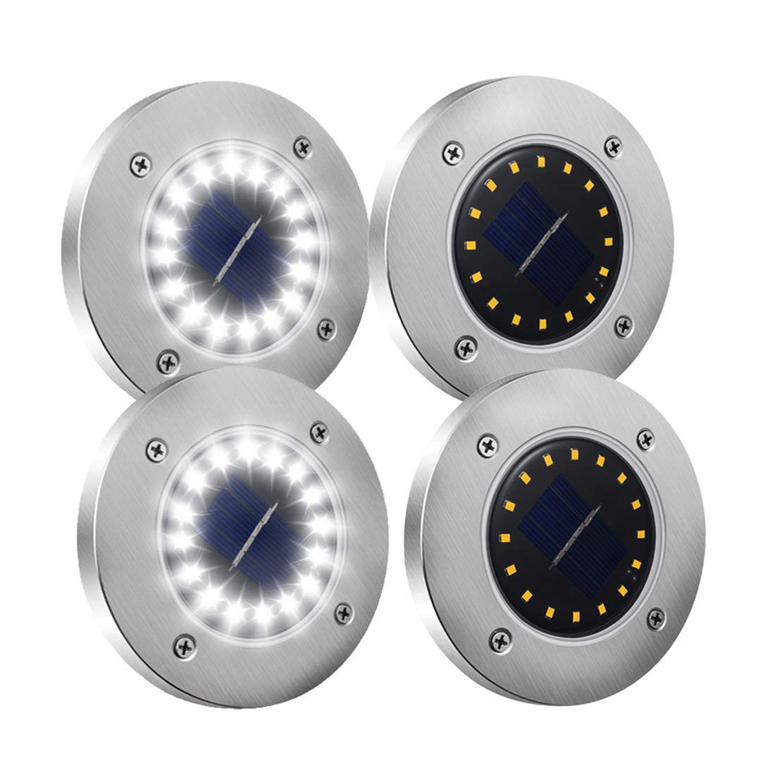 4 Pack Solar Garden Lights, Onesen 16 LED Solar Ground Lights Waterproof Patio Light Underground Sensing Landscape Lights with Dark Sensing for Lawn Pathway Yard Driveway Walkway Pool Area