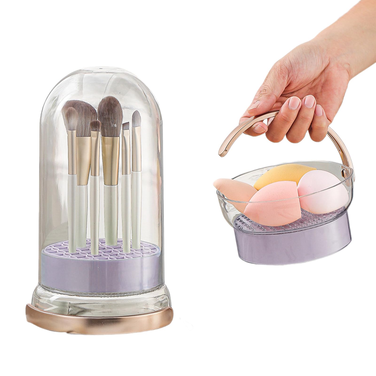 Hsioluted Stylish Makeup Storage Shelf Multi Functional Cosmetic Tools Organizer Sponge Drying Stand Beauty Tool Storage Supplies Makeup Tool Rack