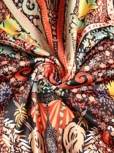 Slit Skirt for Women Boho Print Tie Side Wrap Tassel Casual Beach Mini Skirt4