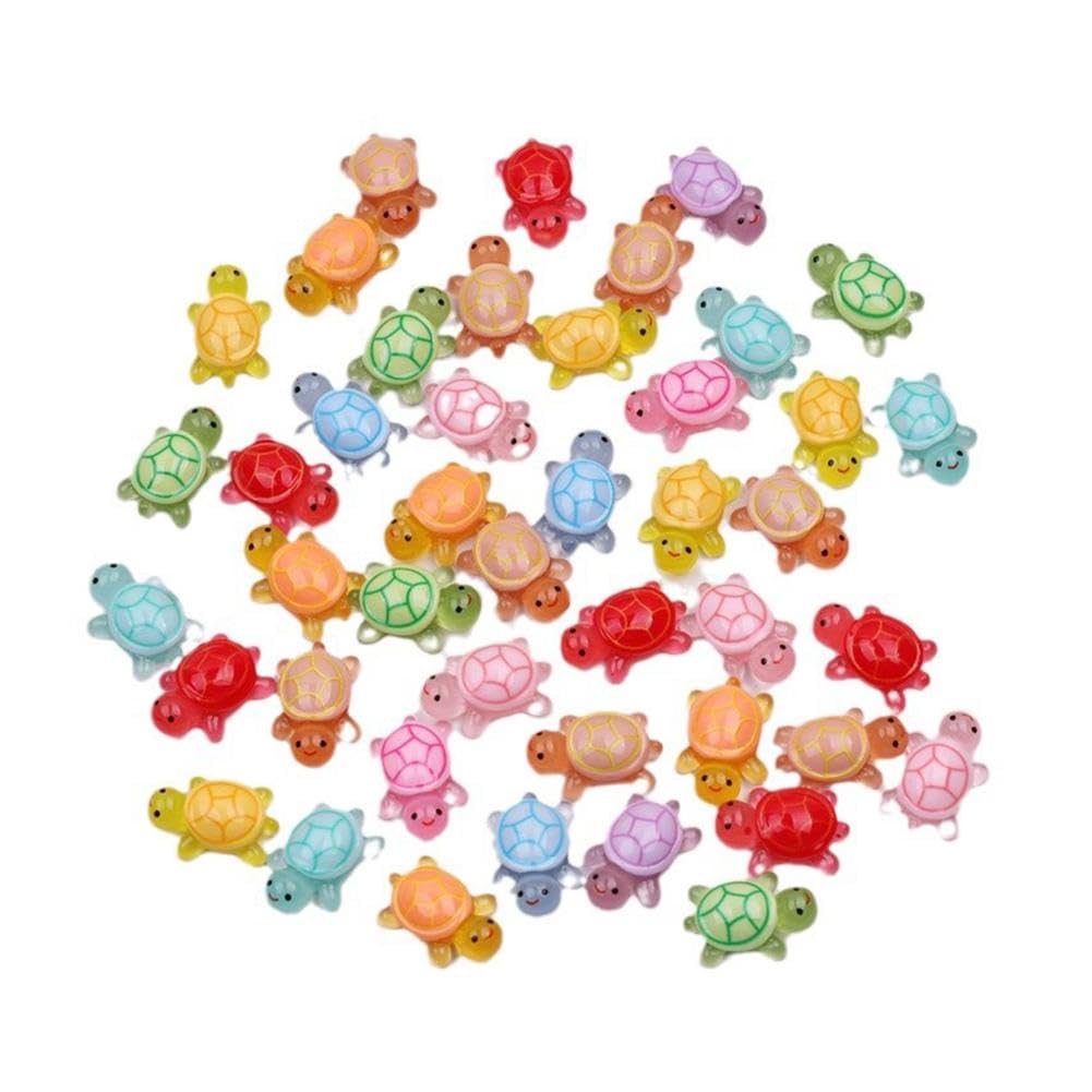 Tqcplfdiddo 100Pcs Tiny Turtles 100Pack Cute Tiny Turtles For Crafts,Luminous Mini Turtle Figurines With Turtle Storage Box,Glow In The Dark Miniatures Resin Turtles For Fairy Garden Landscape Decoration