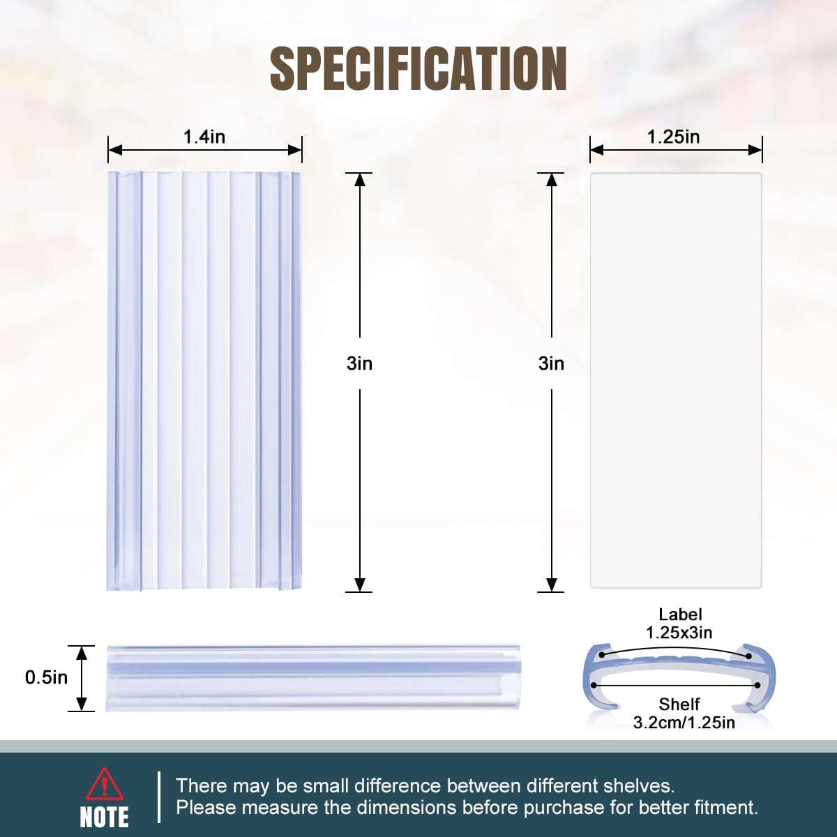 Lenink 100 porta etichette per mensole in filo metallico con 100 inserti di carta per etichette, porta etichette in filo di plastica compatibile con ripiani Metro e Nexel da 1-0,6 cm, area etichetta