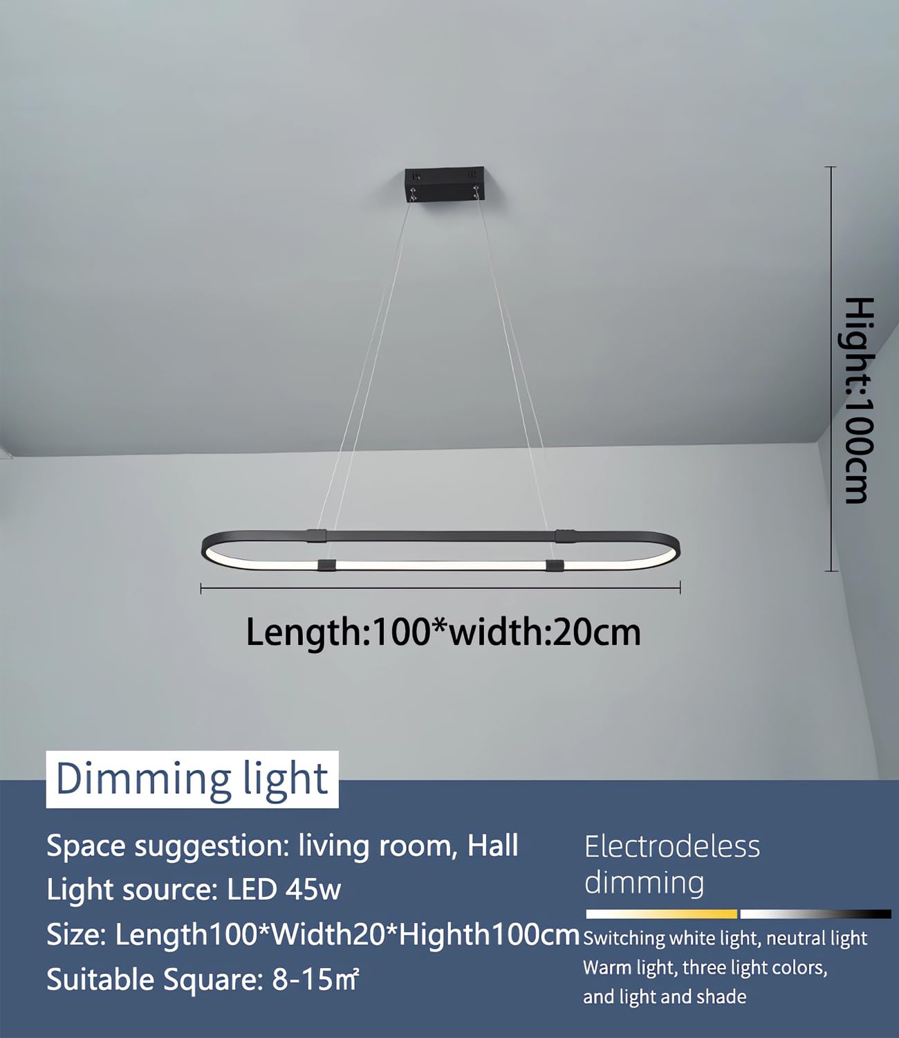 Ściemnialna lampa wisząca LED Czarna lampa wisząca Żyrandol do jadalni Okrągłe wiszące żyrandole z pilotem Lampa wisząca na wyspę kuchenną Sala konferencyjna Biuro Lampa sufitowa