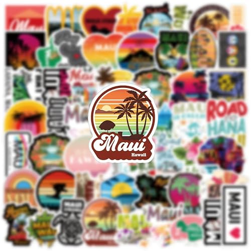Miniatura 3 de 62 calcomanías de Maui Hawaii Graffiti Estética de vinilo impermeable para niños, niñas, adolescentes, adultos, para botellas de agua, maletín para