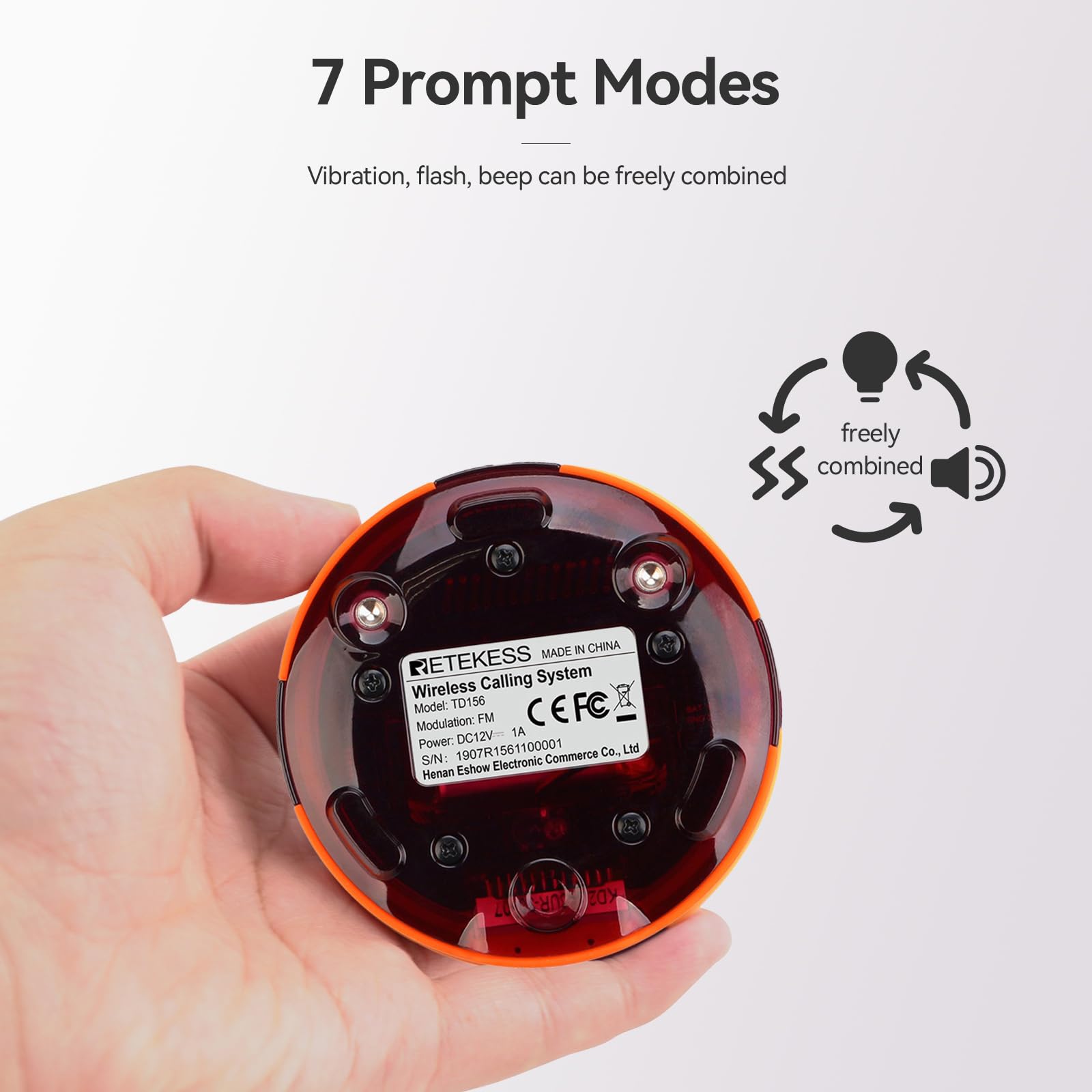 Retekess TD156 Cercapersone Ristorante, Pager Ristorante, FSK 800M, 500 mAh 48H, Impermeabile IP66, Gomma a Prova di Caduta, Cercapersone Wireless per Logistica, Hotel, Bar (10 Cercapersone)