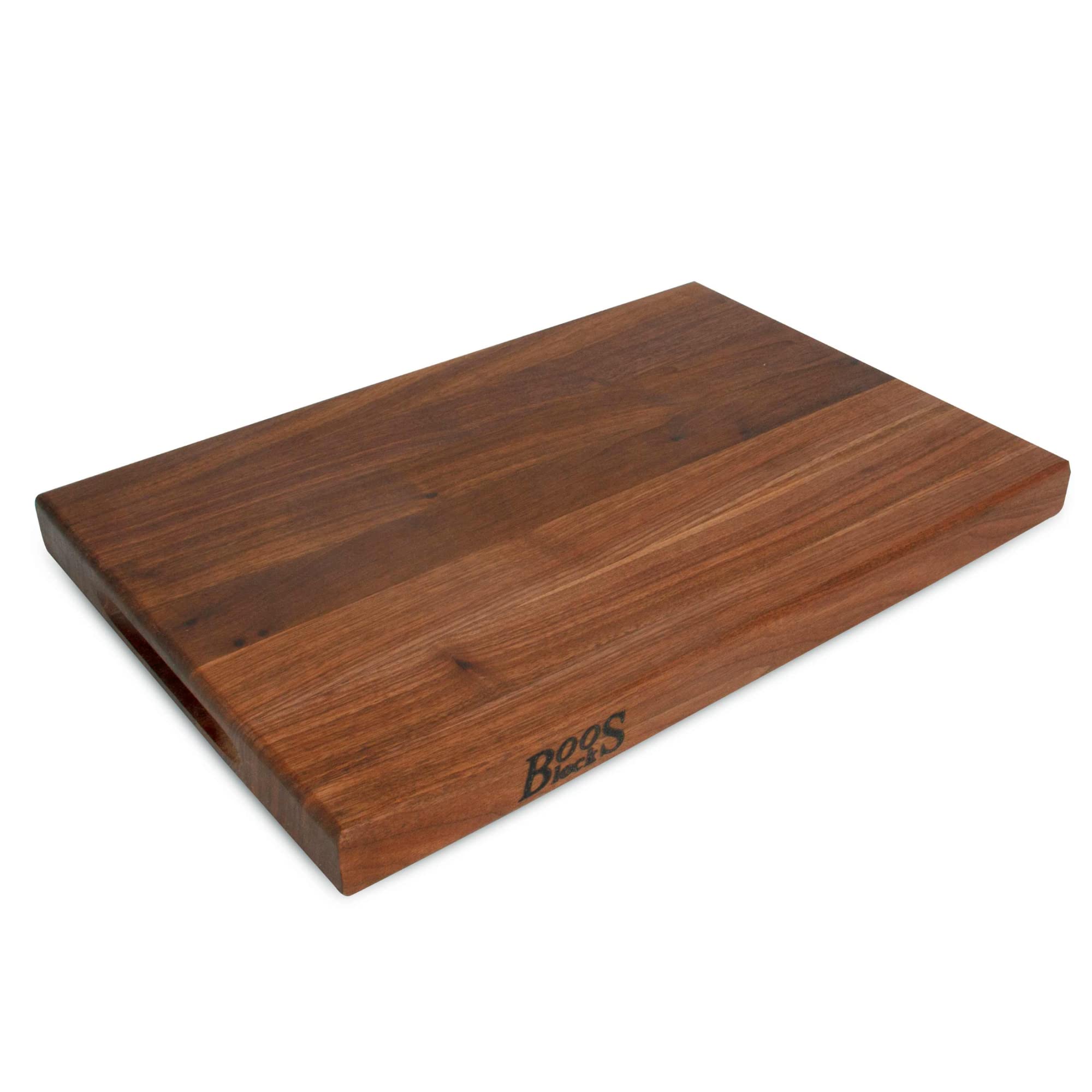 Boos Block Profi-Schneidebrett – Massives Nussbaum-Holz – Lebensmittelecht – Mit Griff – Servierbrett & Hackblock –46 x 31 x 4 cm – Walnuss | Schneidebrett Nussbaum - Schneidebrett Dick - Hackbrett - Hackblock - Lebensmittelecht - Holzbrettchen Mit Griff