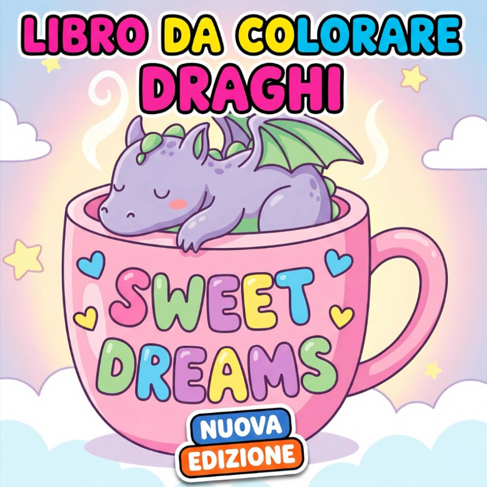 Draghi - Libro da Colorare: Oltre 50 Illustrazioni Originali E Facili Da Colorare Per Bambini E Adolescenti – Perfette Per Creatività E Relax