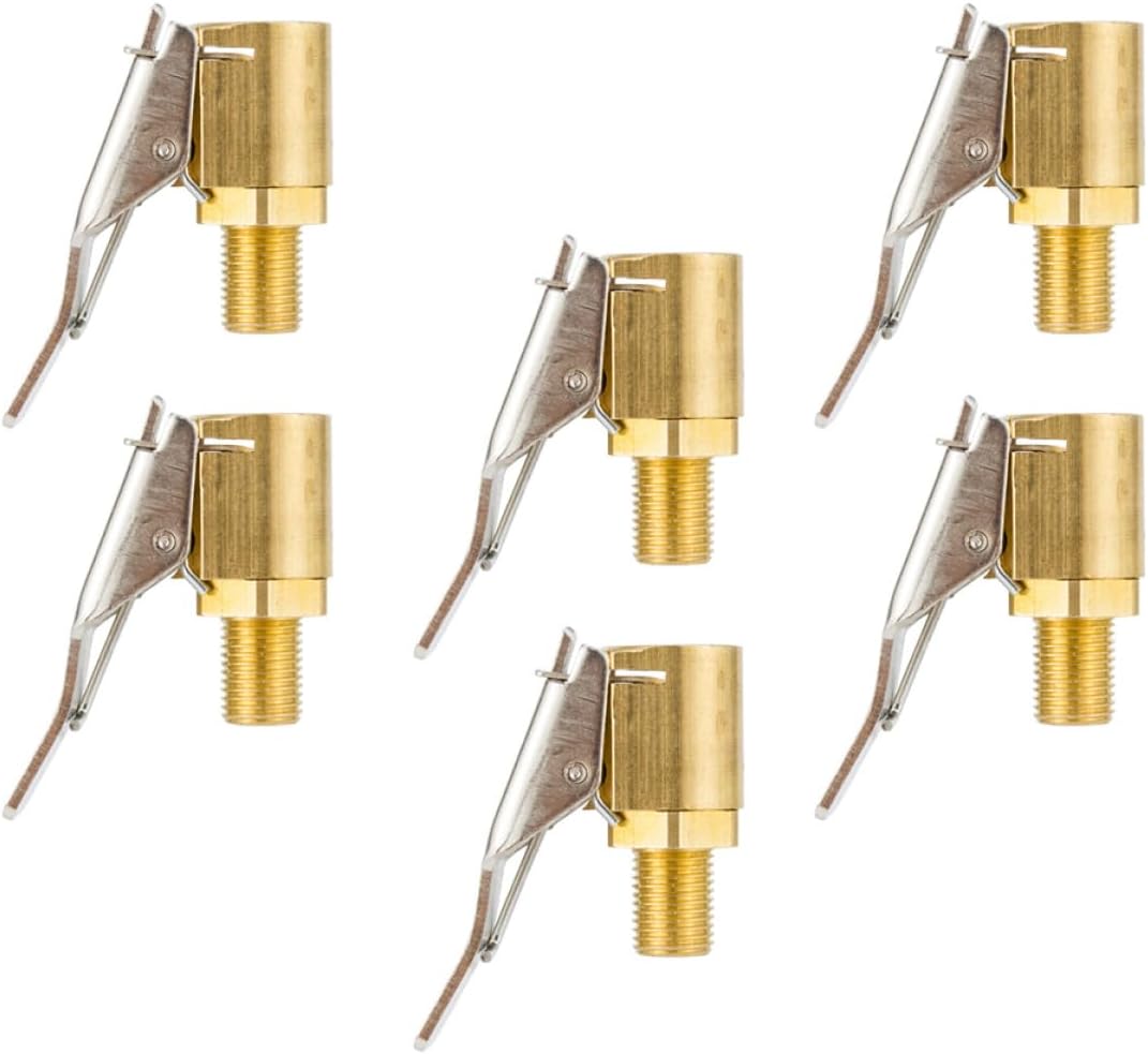 6pcs Open End Tire Air Chuck Adapter Set for Car Pump Quick Connect Brass Thread Nozzle Compatible Inflator Gauge and Compressor Accessories