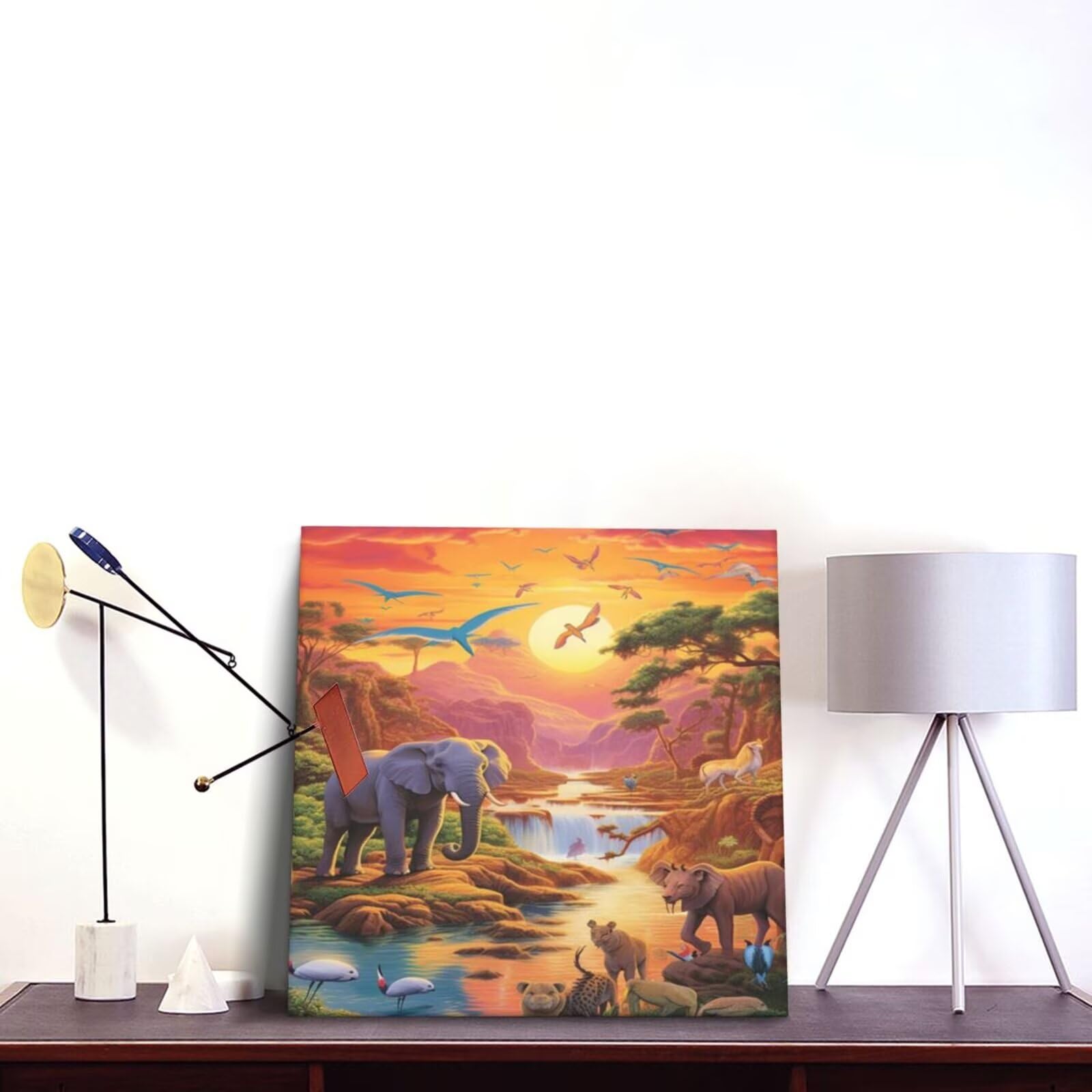 Malen nach Zahlen MK238 Malen-nach-Zahlen-Set für Erwachsene, Motiv: Sonnenuntergang, Wald, Malen nach Zahlen für Anfänger, Acryl-Peinture a Numero mit 6 Pinseln, DIY-Ölgemälde, Kunsthandwerk für