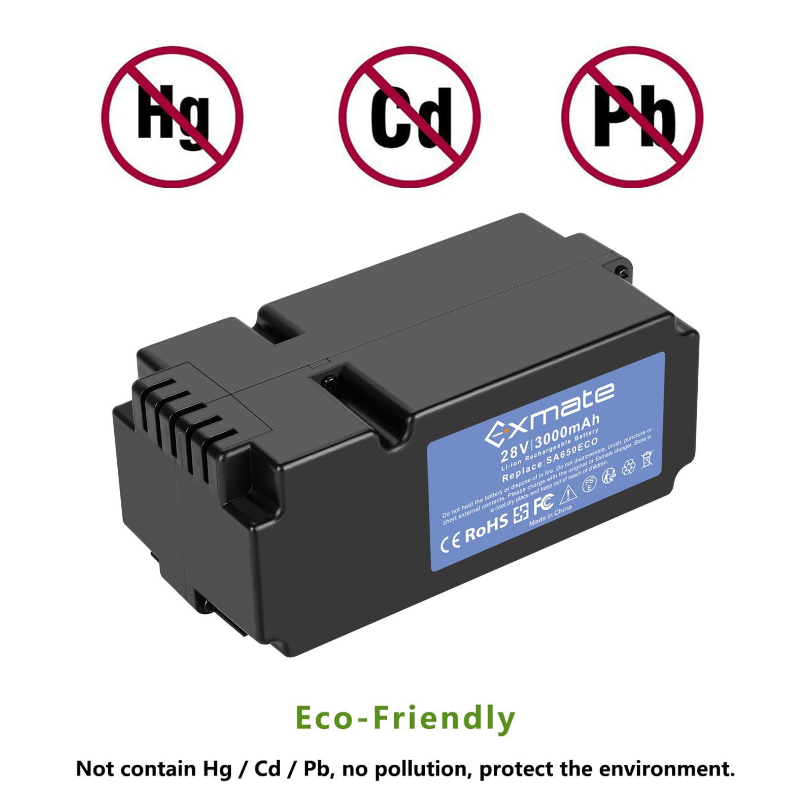 Exmate Akku kompatibel mit Yard Force SA500ECO SA600H SA800PRO SA900 SC600ECO Rasenmäher Rasenroboter (3000mAh, 28V, Li-Ion)