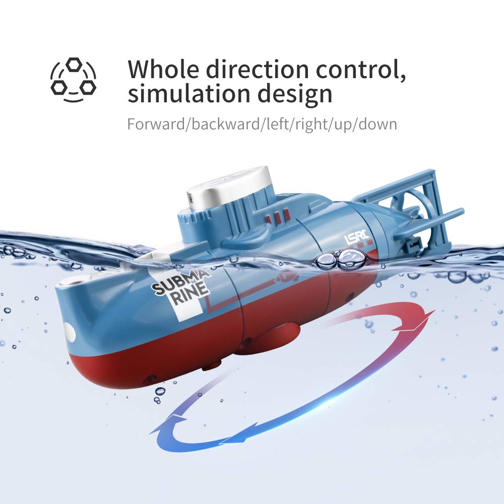 OBEST Mini Submarino Teledirigido Barco, 6 m/Min Simulado RC Submarino Atómico, 360 ° Giratorio Modelo de Barco de Buceo de Alta Velocidad, Juguete de Agua Eléctrico Regalo para Niños a Partir de 8