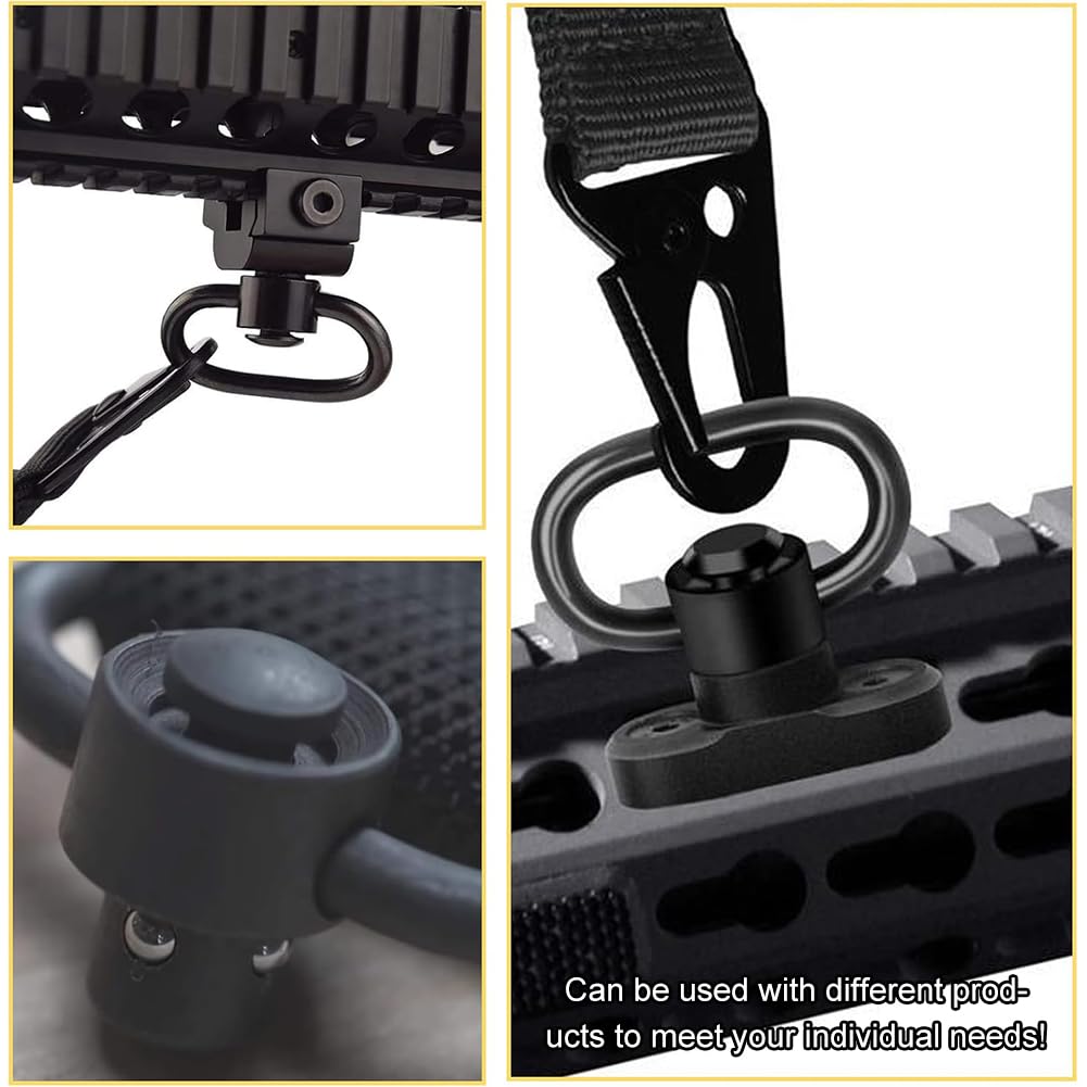 QD Sling Swivels da 1,25", Heavy Duty QD Sling Girevoli Mount, QD Sling Pacchetto di 2 Anello con Perno, QD Sling Swivel a Rilascio Rapido Qd Push Button Sling Tactical Sling Loop Adapter, 2 Pezzi