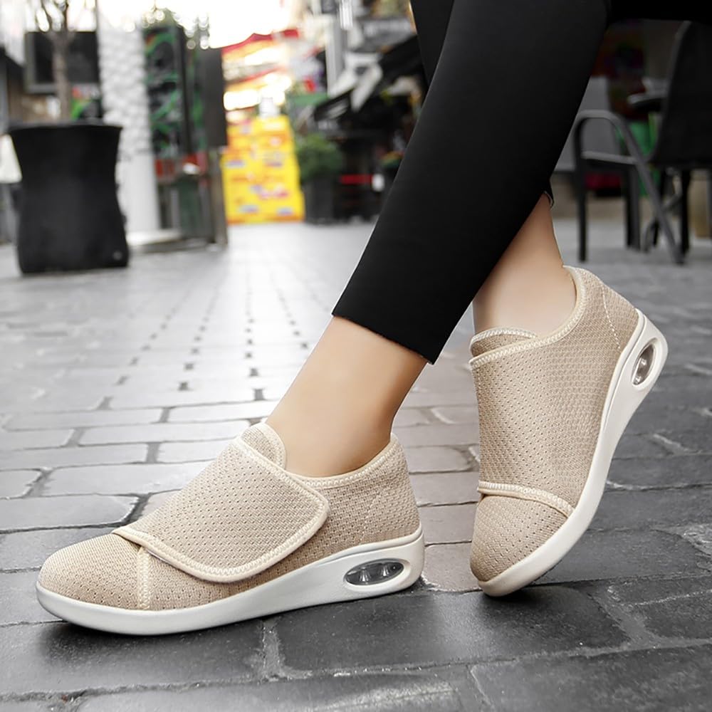 Buty dla diabetyków damskie bardzo szerokie wsuwane poduszki powietrzne zapalenie stawów ortopedyczne obrzęk spuchnięte kapcie regulowane sandały do chodzenia dla osób starszych