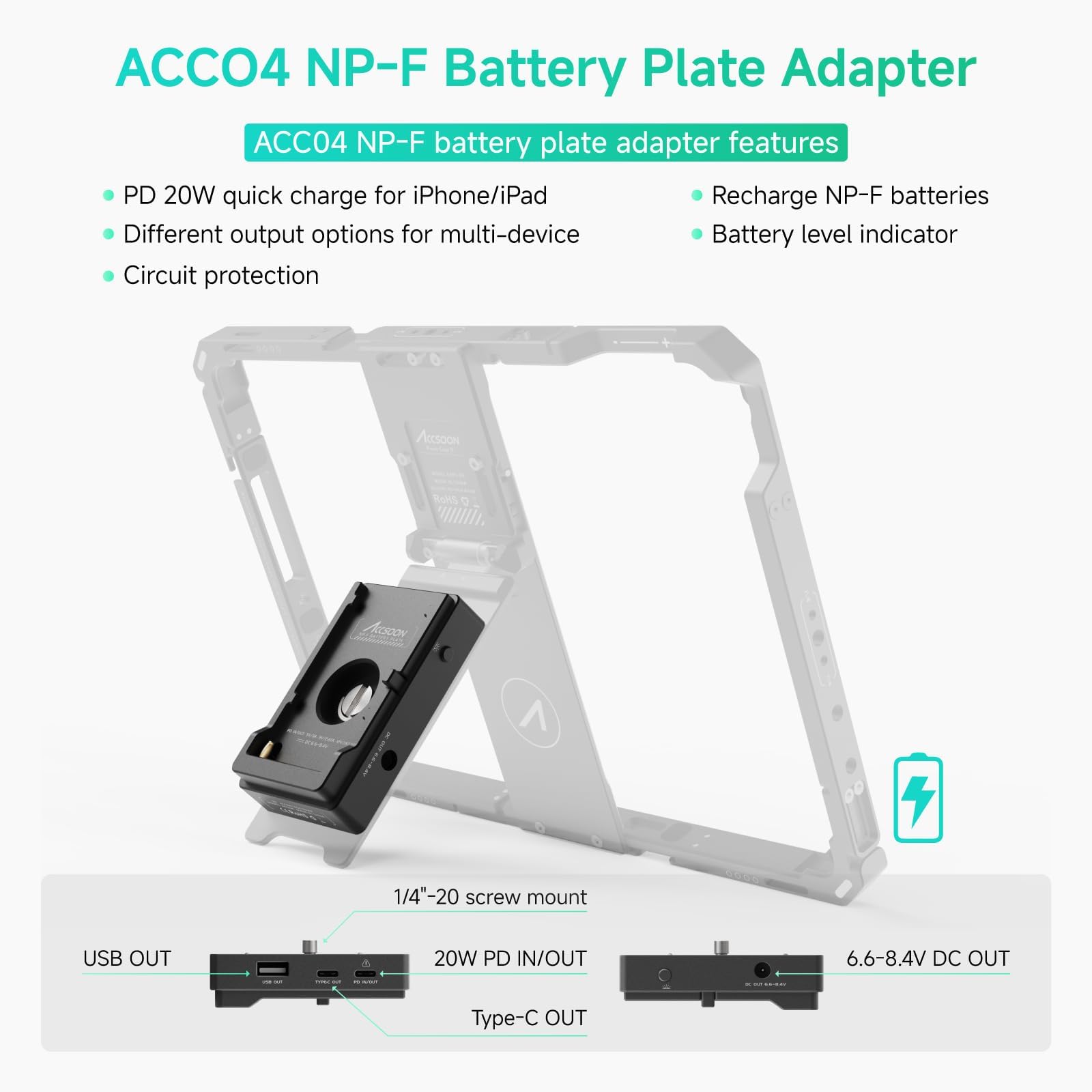 Accsoon CEPC-03 Power Cage Ⅱ for iPad Gen 5 6 7 8 9 10/Air - Gen