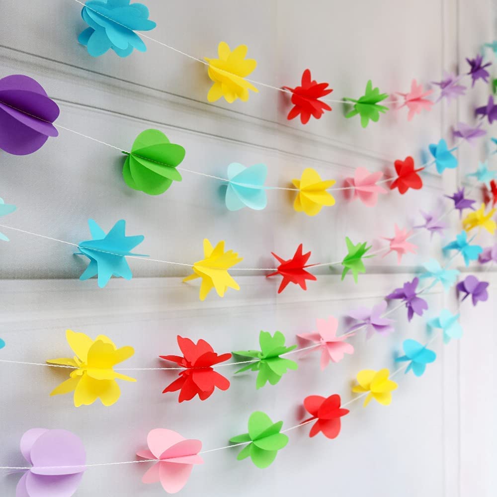 Happy Space - Happy Space 3D Multi-color Set of 5 (5.2ft) Paper Party Streamers/Curtain/Hanging/Bunting Paper Decoration for Home Decor Wedding Birthday Party Supplies (Set of 5)