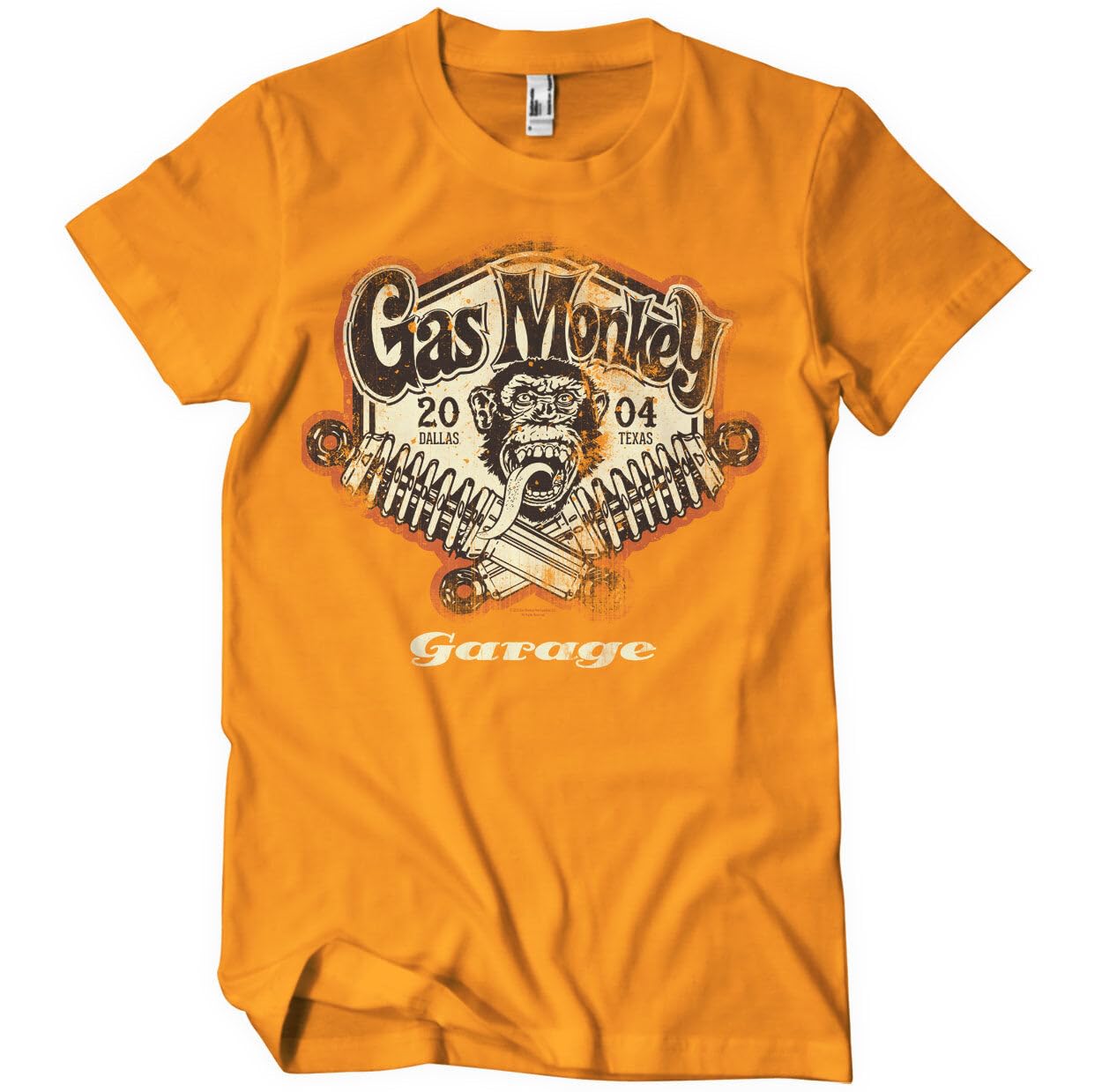 Gas Monkey Garage Men's Orange Officially Licensed Spring Coils T-Shirt (Orange), Large