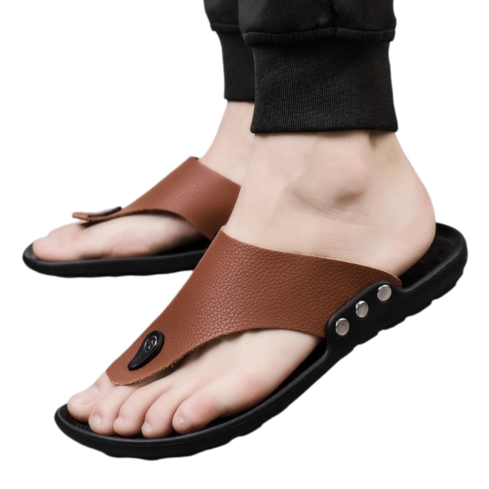 Zapatillas de casa Slides Verano Marrón Los Hombres, Sandalias Playa, Cómodas para El Baño, Casa, Viajes, Vacaciones-brown-41