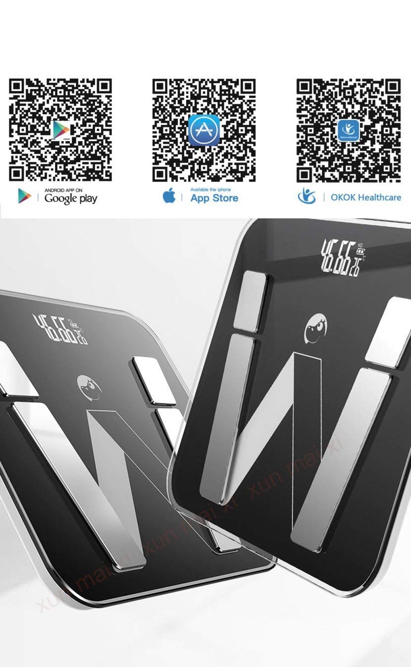 projektowanie mody Hot Wise Waga łazienkowa Elektroniczna waga tkanki tłuszczowej Bascula Digital Peso Cyfrowa waga podłogowa Mi Bluetooth Balance Wireless Smart Digital (kolor: czarny, rozmiar: A) (