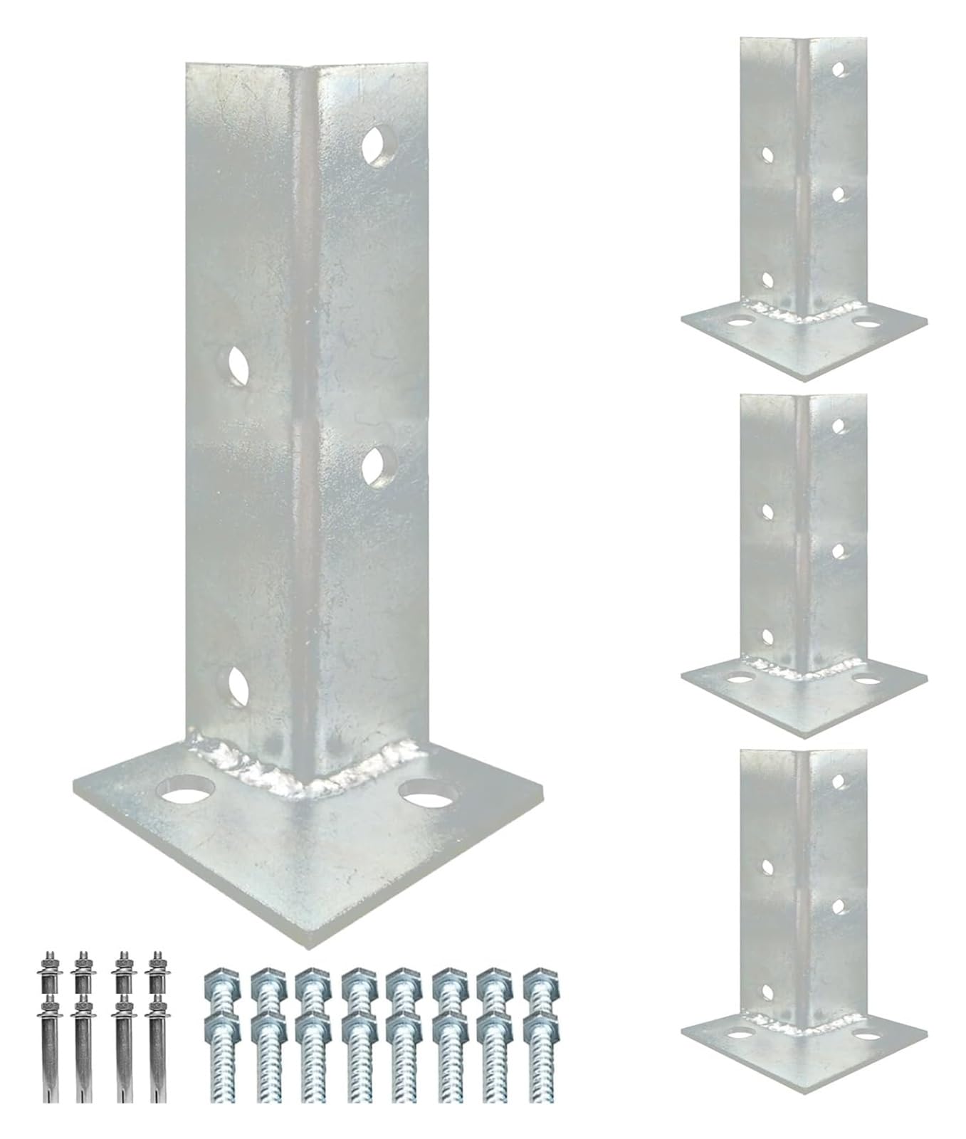 Fence Posts， for Concrete Deck Mailbox, 2x2 3x3 4x4 4x6 6x6 7x7 8x8 10x10, Fence Post Anchor, Stainless Steel(4 Pcs)