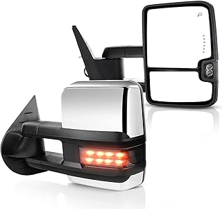 ECCPP Tow Mirrors for 2007-2014 for Chevy Silverado for GMC Sierra Towing Mirrors Chrome Housing Power Heated Signal Light Pickup Pair Mirrors Driver Side and Passenger Side