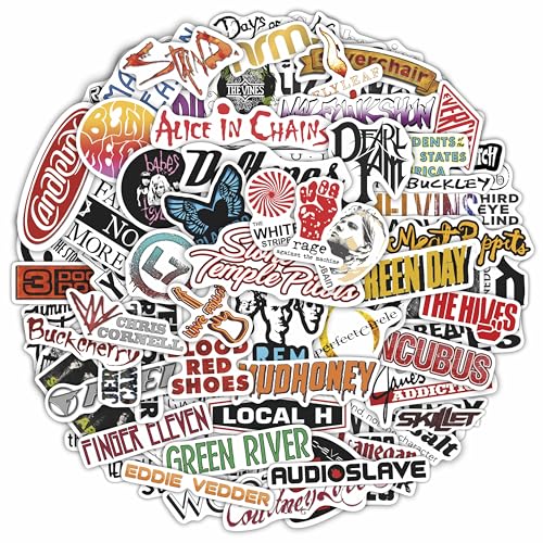 100Pcs Grunge Stickers, 90's Grunge Music, Rock Stickers, Rock Band Decals, Music Gifts for Men and...