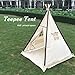 Lavievert Natural Canvas Teepee Tent for Kids, Foldable Teepee Play Tent with A Water Resistant Bottom Mat, Gifts Playhouse for Girls or Boys Indoor & Outdoor Play