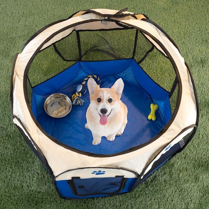 PETMAKER Pet Playpen with Carrying Case for Indoor/Outdoor Use, 31.5" L X 31.5" W X 22" H
