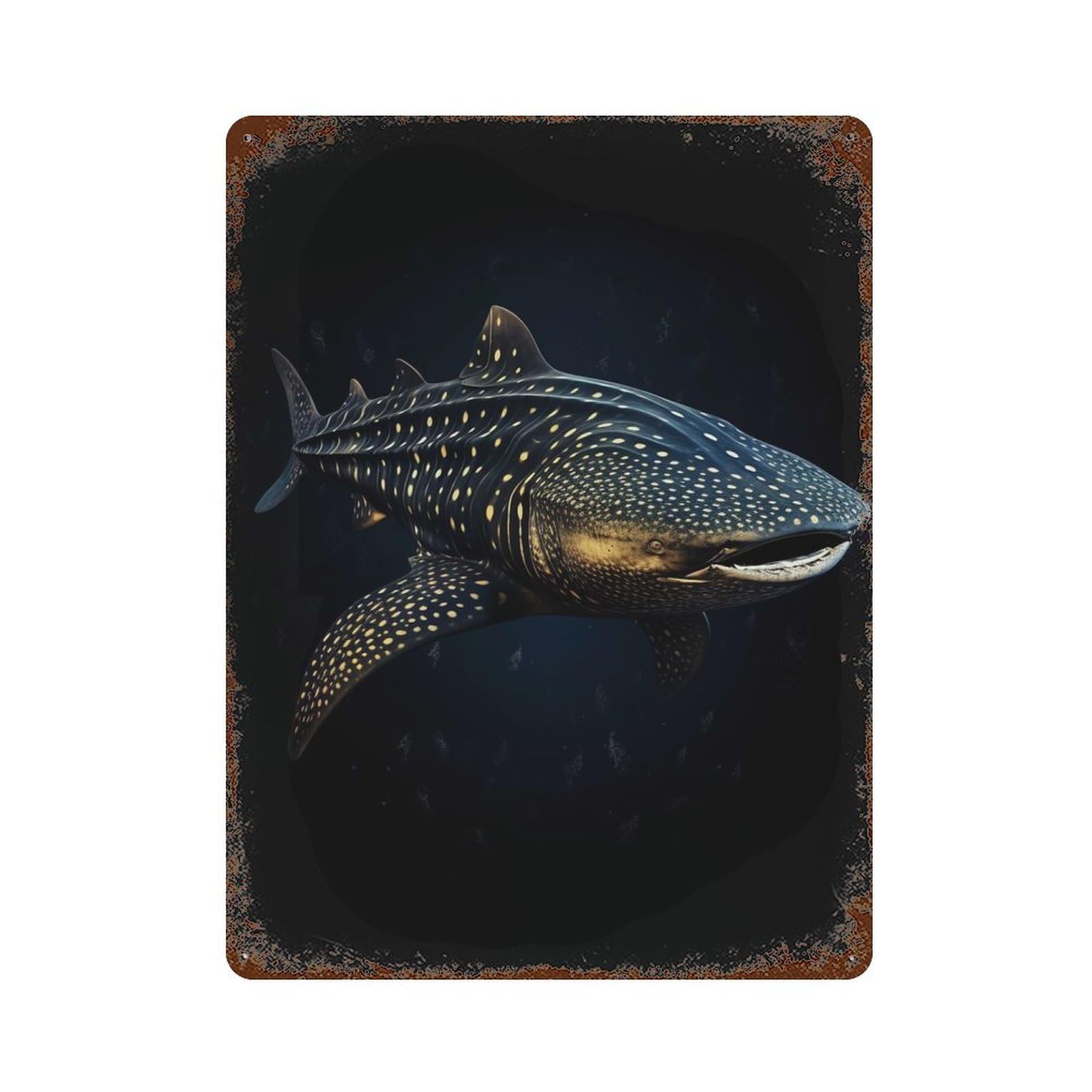 Whale Shark Rusty Metal Tin Sign 15.7"x11.8", Classic Wall Plaque for Pub, Kitchen And Man Cave Decor