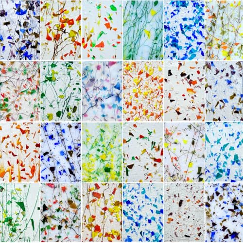 ILLUCKAI 24 Sheets Floral Patterned Stained Glass...